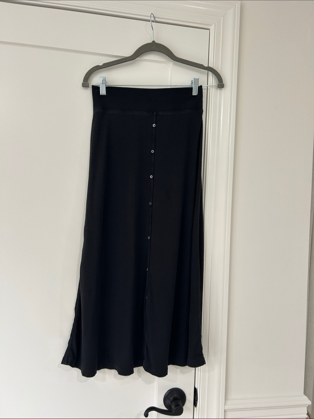 James Perse Black Maxi Skirt with Front Buttons